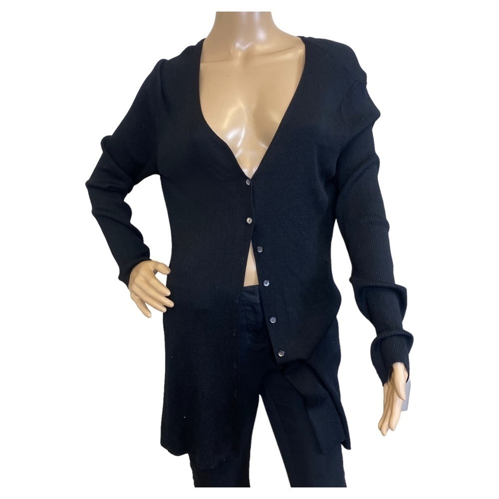 Field Manor - Modern Classics - Black Button Up Long Sleeve Sweater (Size Large)